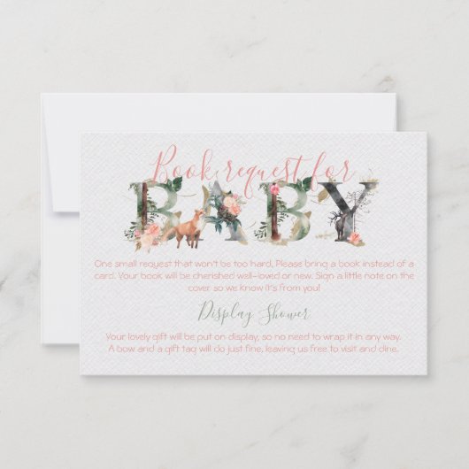 Woodland Forest Boeken voor Baby & Display Douche Kaart (Voorkant)