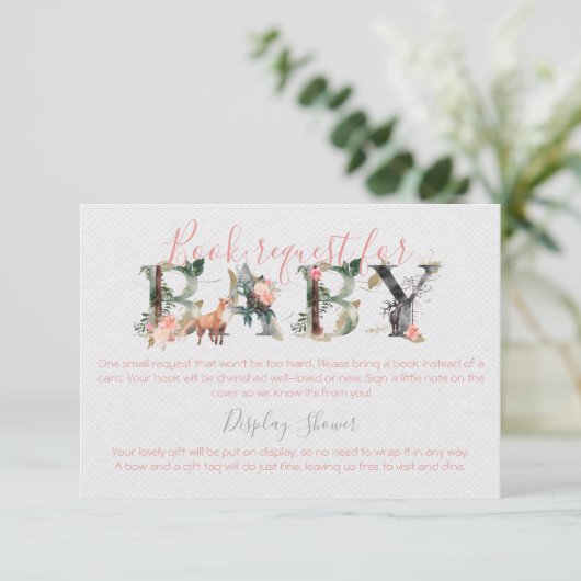 Woodland Forest Boeken voor Baby & Display Douche Kaart (Staand voorkant)