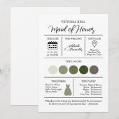 Woodland Forest Bridesmaid Informatie Kaart (Voorkant / Achterkant)