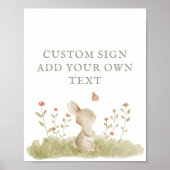 Woodland Forest Bunny Baby shower aangepaste tekst Poster (Voorkant)