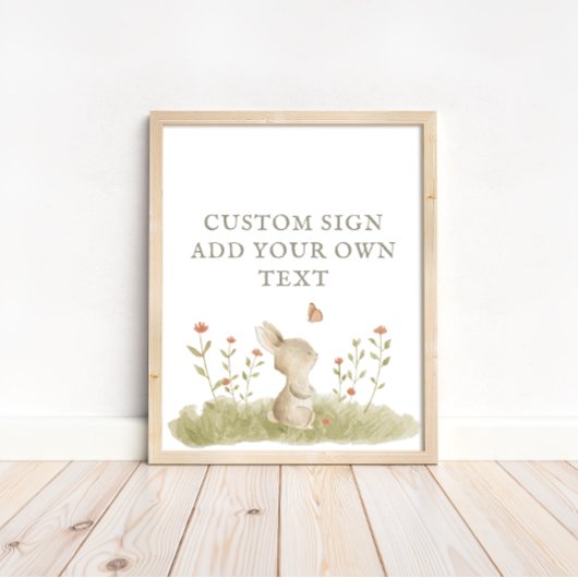 Woodland Forest Bunny Baby shower aangepaste tekst Poster