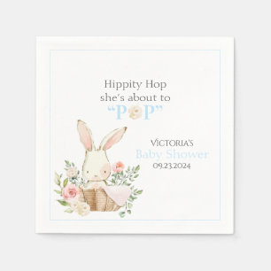 Woodland Forest Bunny Rabbit Blue Floral Napkins Servet