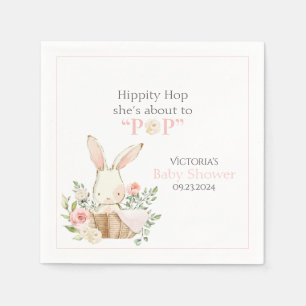 Woodland Forest Bunny Rabbit Pink Floral Napkins Servet