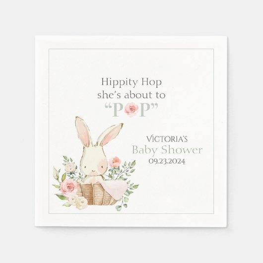 Woodland Forest Bunny Rabbit Pink Floral Servet (Voorkant)