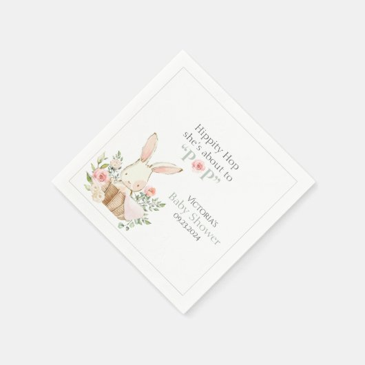 Woodland Forest Bunny Rabbit Pink Floral Servet (Hoek)