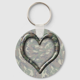Woodland Forest Camouflage Heart Sleutelhanger