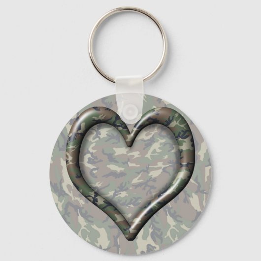 Woodland Forest Camouflage Heart Sleutelhanger (Voorkant)