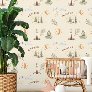 Woodland Forest Camping Aangepaste naam Behang