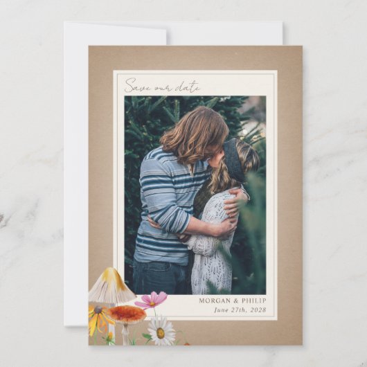 Woodland Forest Cardstock Wedding Photo Save The Date (Voorkant)