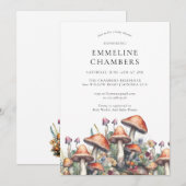 Woodland Forest Champignons Baby shower Kaart (Voorkant / Achterkant)