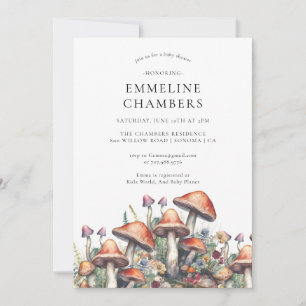 Woodland Forest Champignons Baby shower Kaart