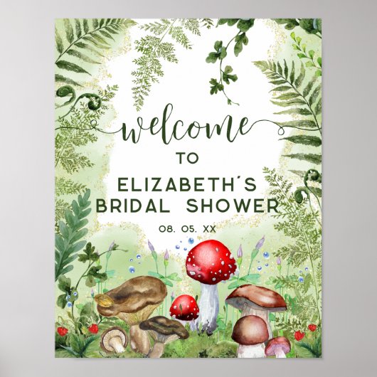 Woodland Forest Champignons Varen Script Welkom Poster (Voorkant)