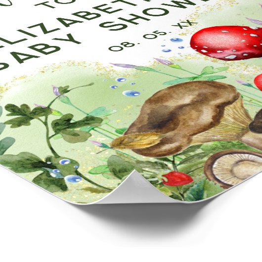 Woodland Forest Champignons Varen Script Welkom Poster (Hoek)