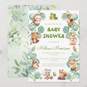 Woodland Forest Creatures Baby Jongen Douche Kaart