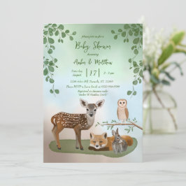 Woodland Forest Creatures Baby shower Invitation Kaart