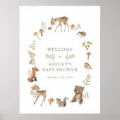 Woodland Forest Creatures Baby shower Welcome Poster (Voorkant)