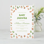 Woodland Forest Creatures rustiek Baby shower Kaart (Staand voorkant)