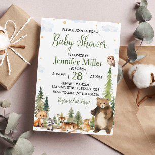 Woodland Forest Cute Animals Baby shower Kaart