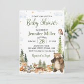 Woodland Forest Cute Animals Baby shower Kaart (Staand voorkant)