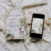 Woodland Forest Cute Deer Animals Girl Baby Shower Kaart