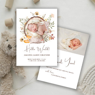 Woodland Forest dank u foto geboorte aankondiging