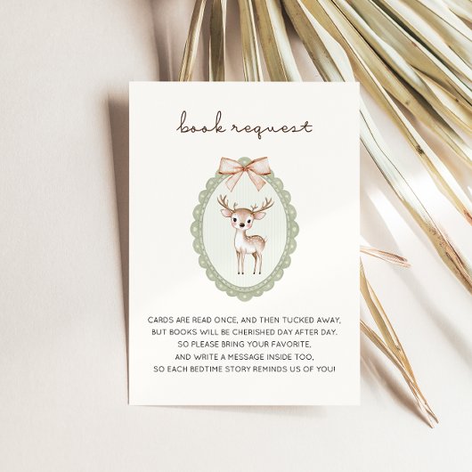 Woodland Forest Deer Baby Shower Book Request Informatiekaartje