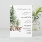 Woodland Forest Deer Baby shower Kaart (Staand voorkant)