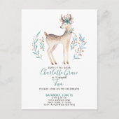 Woodland Forest Deer Baby's 2e verjaardag Uitnodiging Briefkaart (Voorkant)