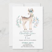 Woodland Forest Deer Baby's First 1st Birthday Kaart (Voorkant)