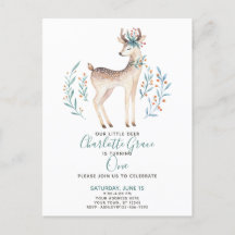 Woodland Forest Deer Baby's First 1st Birthday