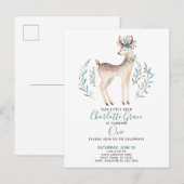 Woodland Forest Deer Baby's First 1st Birthday Uitnodiging Briefkaart (Voorkant / Achterkant)