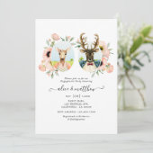 Woodland Forest Deer Boho Funny Engagement Party Kaart (Staand voorkant)