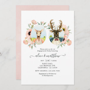 Woodland Forest Deer Boho Funny Engagement Party Kaart