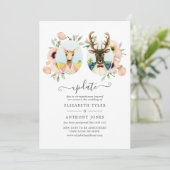 Woodland Forest Deer Boho Funny Wedding Update Kaart (Staand voorkant)