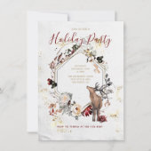 Woodland Forest Deer Floral Holiday Party Kaart (Voorkant)