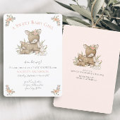 Woodland Forest Deer Mama Baby Girl Shower w Bunny Kaart