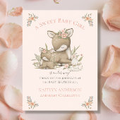 Woodland Forest Deer Mama Baby Girl Shower Welkom Poster