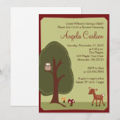 Woodland Forest Deer Owl Baby shower Invitation Kaart (Voorkant / Achterkant)
