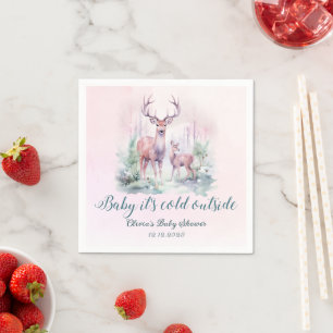 Woodland Forest Deer Winter Girl baby shower Servet