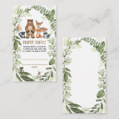 Woodland Forest Diaper Raffle Greenery Baby shower Informatiekaartje (Voorkant / Achterkant)