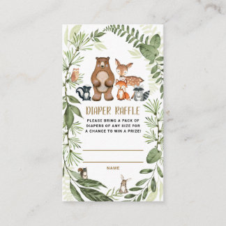 Woodland Forest Diaper Raffle Greenery Baby shower Informatiekaartje