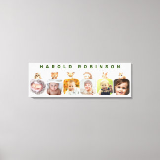 Woodland Forest Dieren Baby Boy Milestone Canvas Afdruk