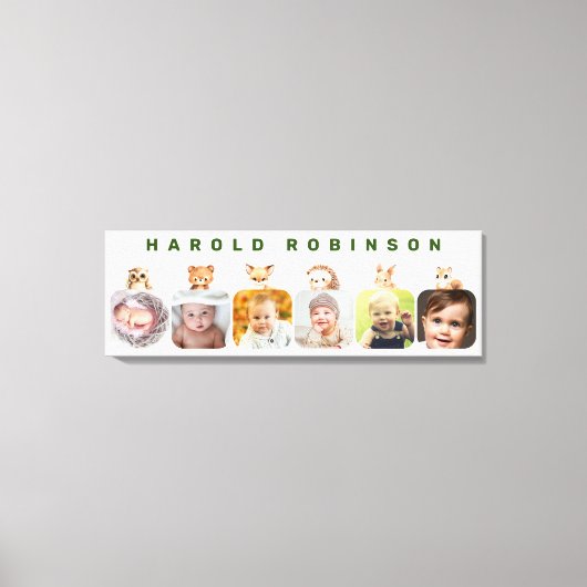 Woodland Forest Dieren Baby Boy Milestone Canvas Afdruk (Voorkant)