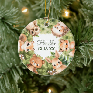 Woodland Forest Dieren Baby Jongen Keramisch Ornament