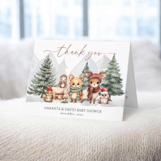 Woodland Forest Dieren Baby shower bedankje Bedankkaart