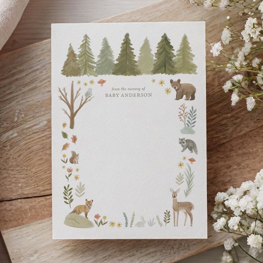 Woodland Forest Dieren Baby shower bedankje Bedankkaart