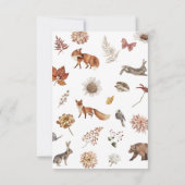 Woodland Forest Dieren Baby shower bedankje Kaart (Achterkant)