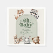 Woodland Forest Dieren Baby shower Papier Servet (Voorkant)