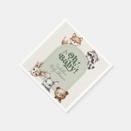 Woodland Forest Dieren Baby shower Papier Servet (Hoek)