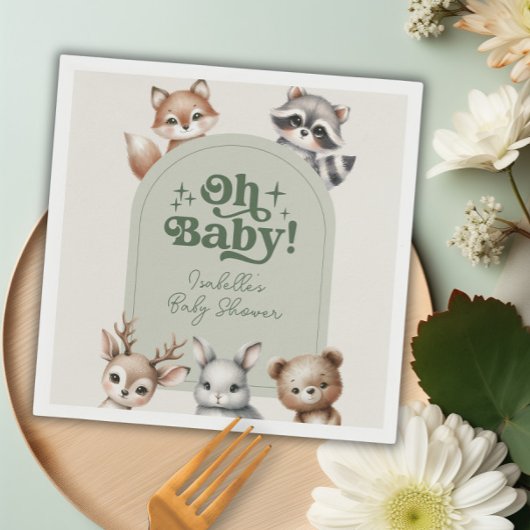 Woodland Forest Dieren Baby shower Papier Servet